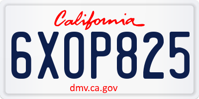 CA license plate 6XOP825