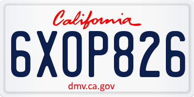 CA license plate 6XOP826