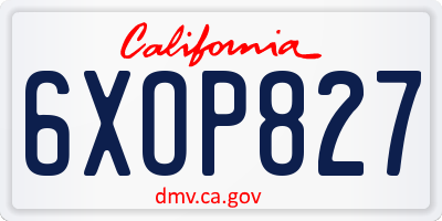 CA license plate 6XOP827