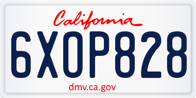 CA license plate 6XOP828