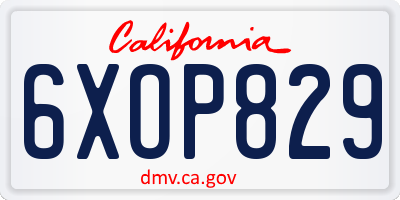 CA license plate 6XOP829