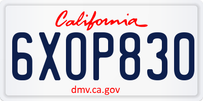 CA license plate 6XOP830