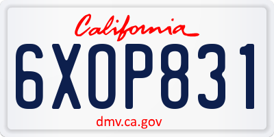 CA license plate 6XOP831