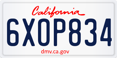 CA license plate 6XOP834