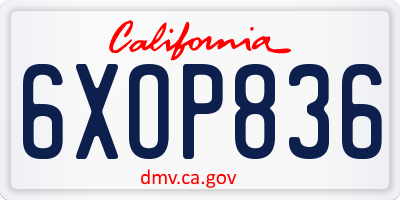 CA license plate 6XOP836