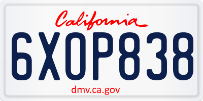 CA license plate 6XOP838
