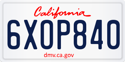 CA license plate 6XOP840