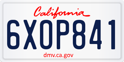 CA license plate 6XOP841