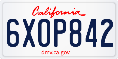 CA license plate 6XOP842