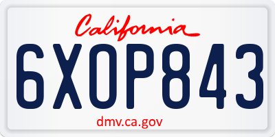CA license plate 6XOP843