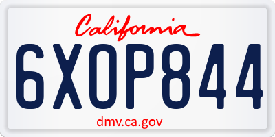 CA license plate 6XOP844