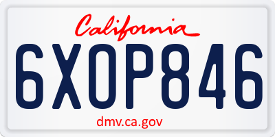 CA license plate 6XOP846