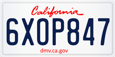 CA license plate 6XOP847