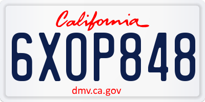 CA license plate 6XOP848