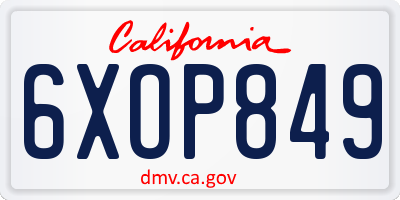 CA license plate 6XOP849