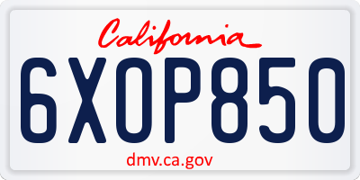 CA license plate 6XOP850