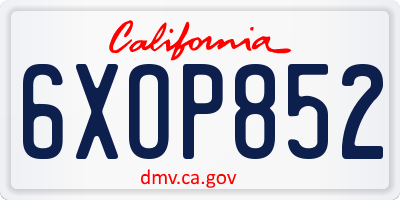 CA license plate 6XOP852