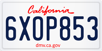 CA license plate 6XOP853