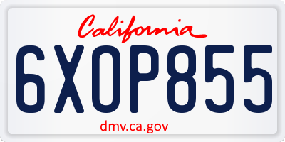 CA license plate 6XOP855