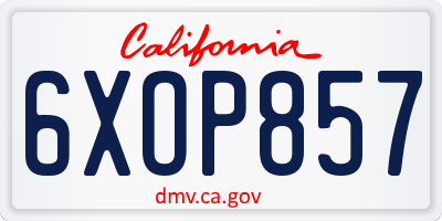 CA license plate 6XOP857