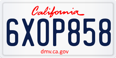 CA license plate 6XOP858