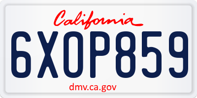 CA license plate 6XOP859