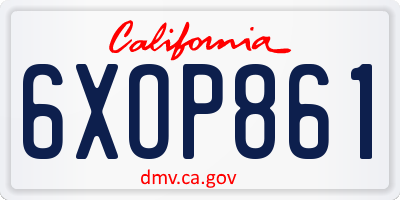 CA license plate 6XOP861