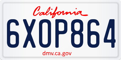 CA license plate 6XOP864