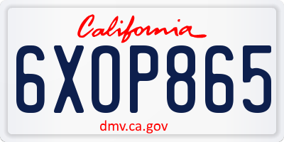 CA license plate 6XOP865