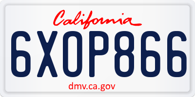 CA license plate 6XOP866