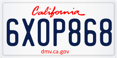 CA license plate 6XOP868