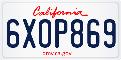CA license plate 6XOP869