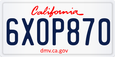 CA license plate 6XOP870