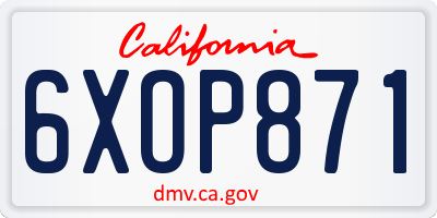 CA license plate 6XOP871