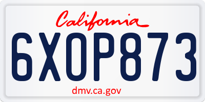 CA license plate 6XOP873