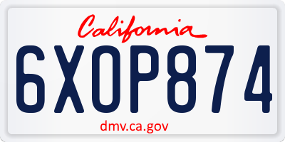 CA license plate 6XOP874