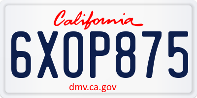 CA license plate 6XOP875