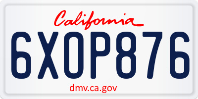 CA license plate 6XOP876