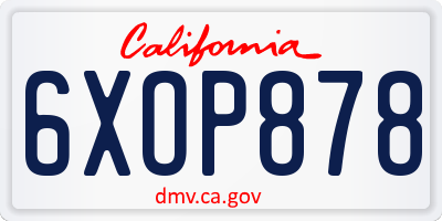 CA license plate 6XOP878