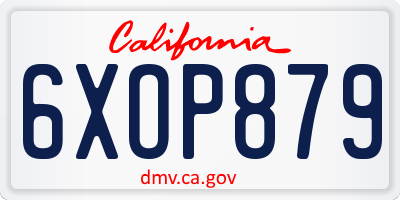 CA license plate 6XOP879