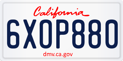 CA license plate 6XOP880