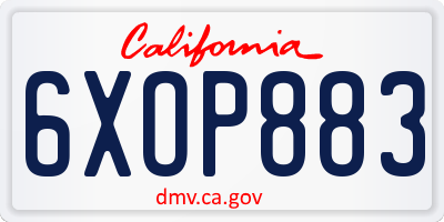 CA license plate 6XOP883