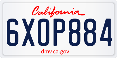 CA license plate 6XOP884