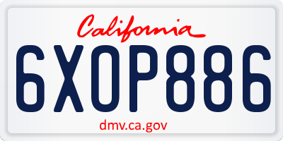 CA license plate 6XOP886