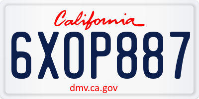 CA license plate 6XOP887
