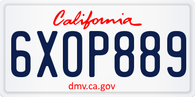 CA license plate 6XOP889