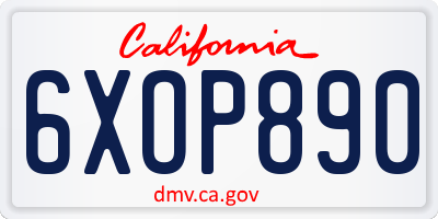 CA license plate 6XOP890