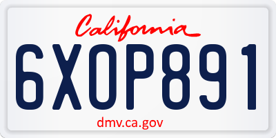 CA license plate 6XOP891