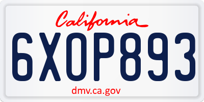 CA license plate 6XOP893