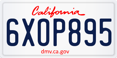CA license plate 6XOP895